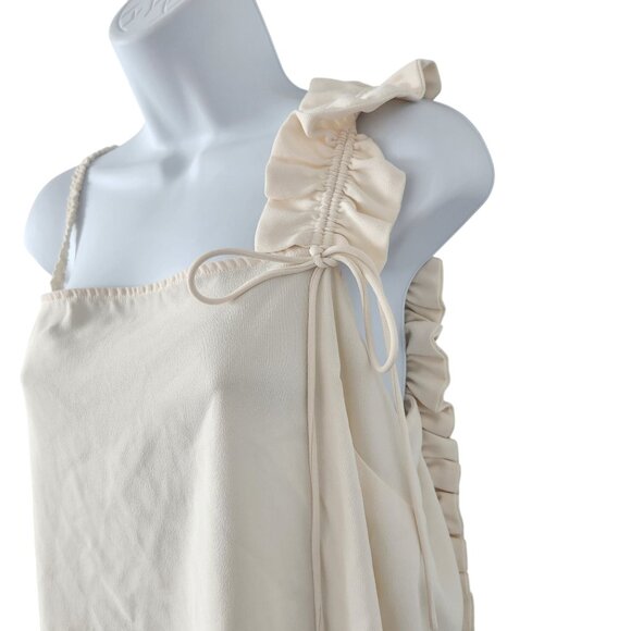 Jason Wu Collective Cream Chiffon Top Ruffle Shoulder Strap Size 8 FLAWED - Picture 4 of 9